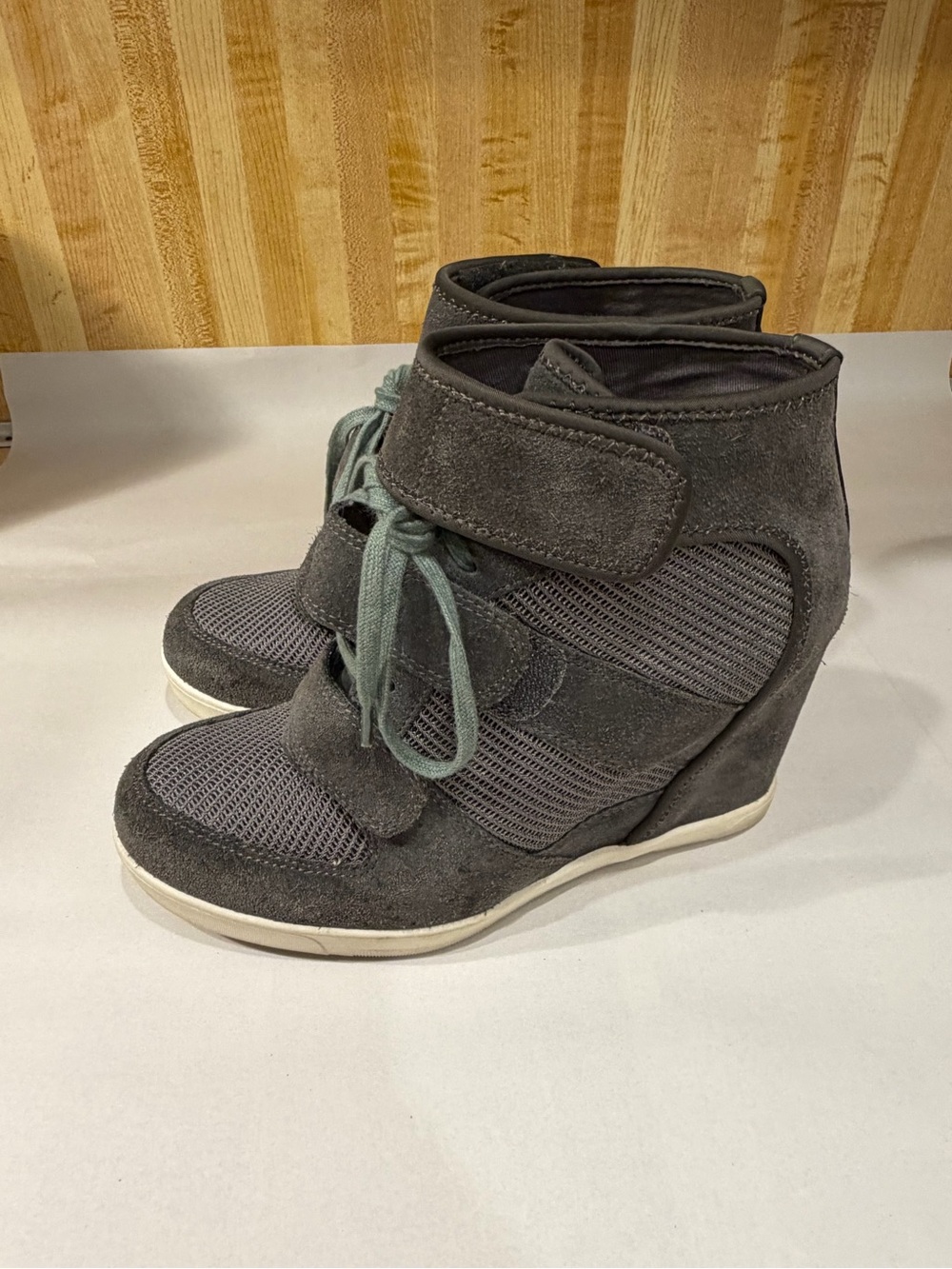 Gray sais fifth avenue Hidden Wedge Lace-Up Sneaker Boot -